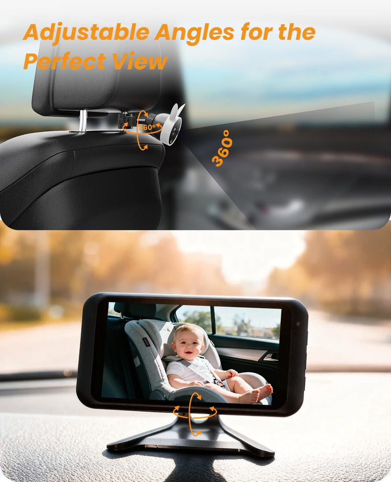 [AUSTRALIA] - Babyvue USB Car Camera for Baby : 4.5" Baby Car Camera with 1080P Crystal Clear Mirror View, Easy Installation Carseat Rear Facing Moitor for Kids, HD IR Night Vision Backseat Monitor White 