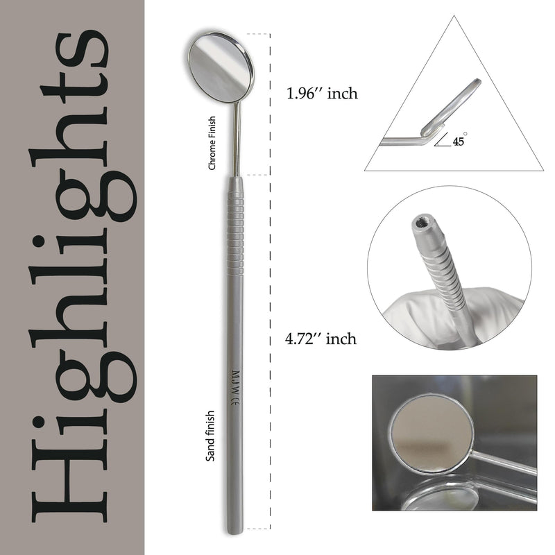 Dental Mouth Mirror - Size 5, Stainless Steel, Easy Viewing for Dentists and Eyelash Extensions 1 x mirror top