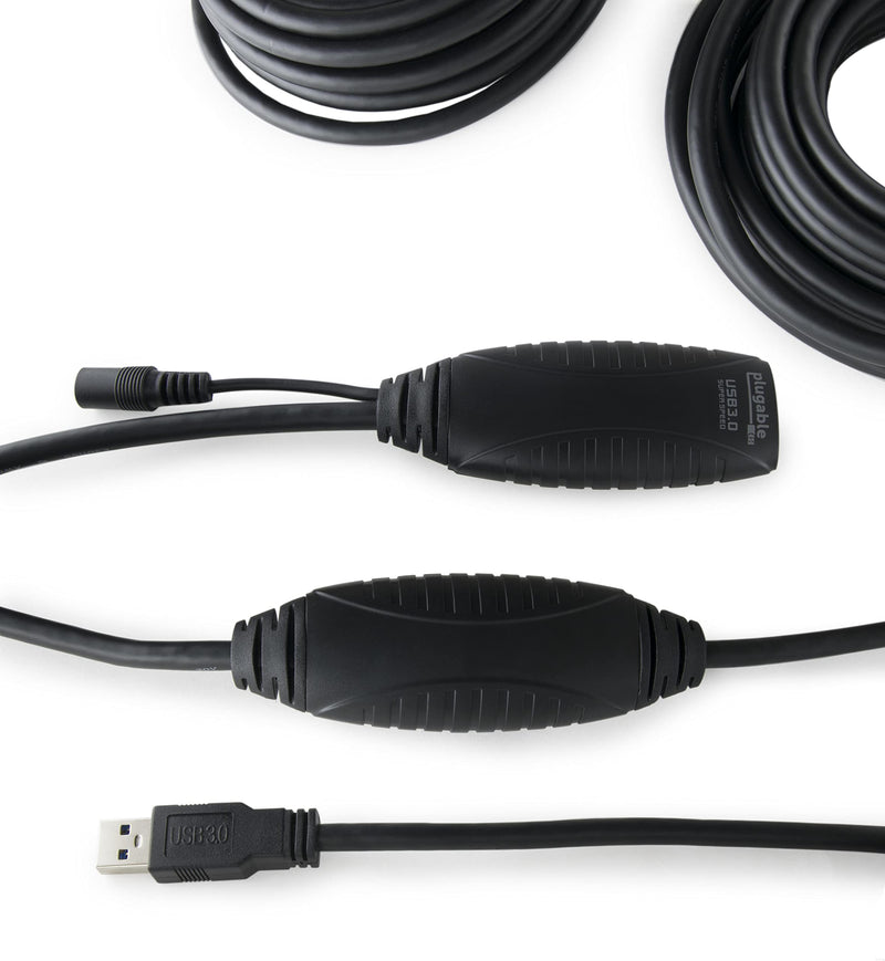 Plugable 10 Meter (32 Foot) USB 3.0 Active Extension Cable with AC Power Adapter and Back-Voltage Protection