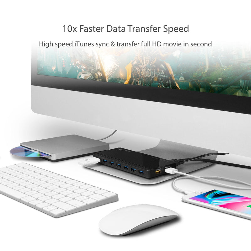 TP-Link Powered USB Hub 3.0 with 7 USB 3.0 Data Ports and 2 Smart Charging USB Ports. Compatible with Windows, Mac, Chrome & Linux OS, with Power On/Off Button, 12V/4A Power Adapter(UH720) 7 Port + 2 Charging Port