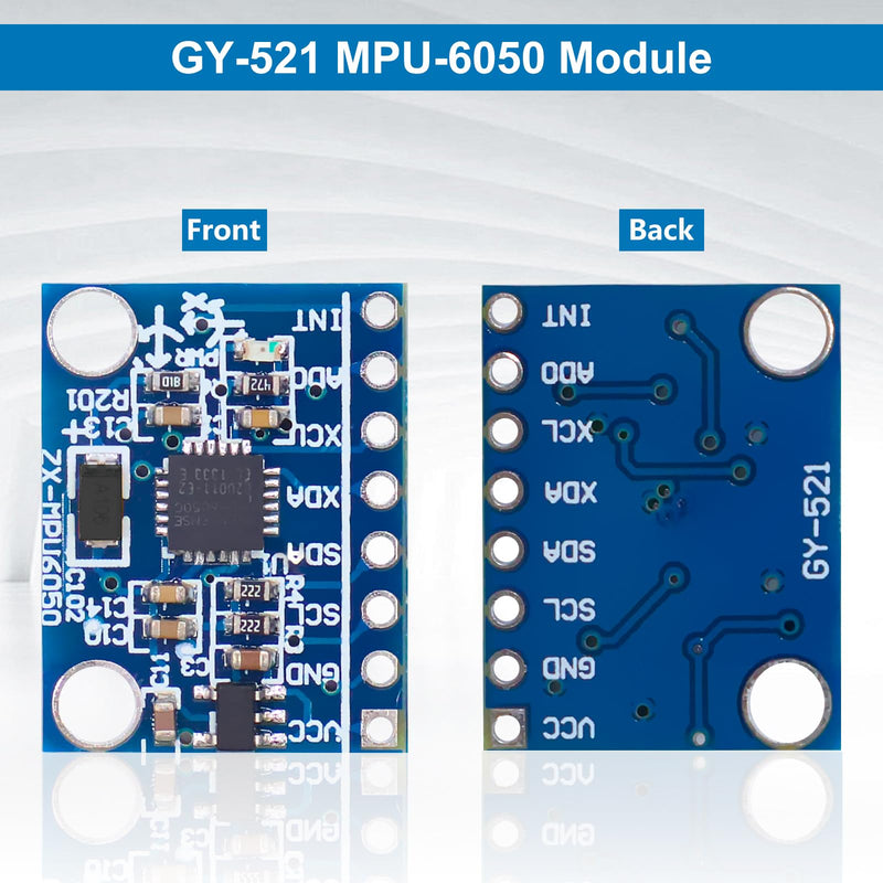 GY-521 MPU6050 Module AYWHP 3 Pieces 3 Axis Gyroscope and 3 Axis Accelerometer 6DOF Sensor Module 16 Bit AD Converter Data Output IIC I2C for Arduino