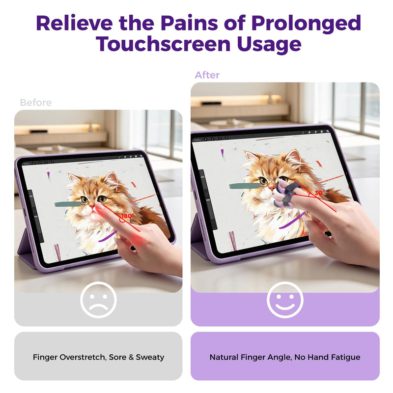 2 Pack Soft Anti-Slip Reusable Finger Guards for Long Manicure Nails | Double Thumb Touch Screen Finger Sleeves for Mobile Gaming, Laptop Typing, Art Drawing, Great for Insensitive & Stiff Fingers