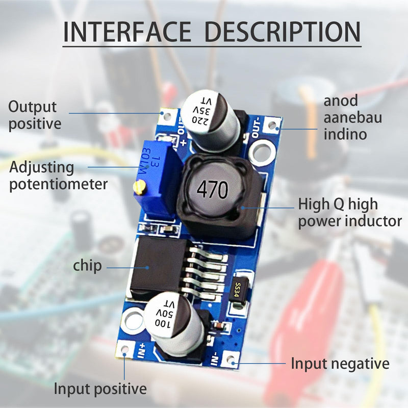 Step Down Converter Binghe Pack of 10 DC-DC 3A Buck Converter, Step-Down Converter Module, Voltage Regulator, Adjustable Power Supply Downward Module, 3.2-46 V to 1.25-35 V Adjustable Power Supply