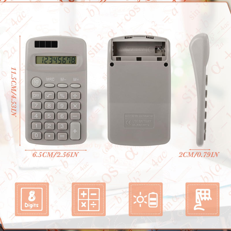 Tellegloww 24 Pcs Pocket Size Solar Calculators Bulk for Classroom Mini Basic Calculator Solar Battery Dual Power 8 Digit Display for Kids Student School Office Accounting Tool