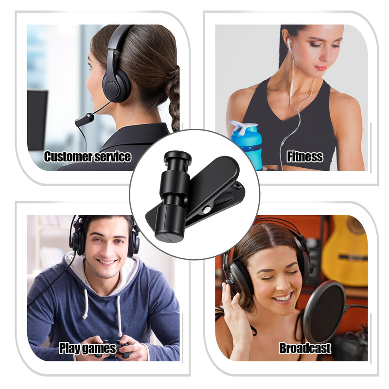 6 Pack Headphone Wire Clips, Rotatable Wire Clips Cable Cord Clamp Hooks Collar Clothing Clip Earphone Winder Earbud Cable Clip Clamp Hooks to Keep Microphone Cord for 2-4mmDiameter Round
