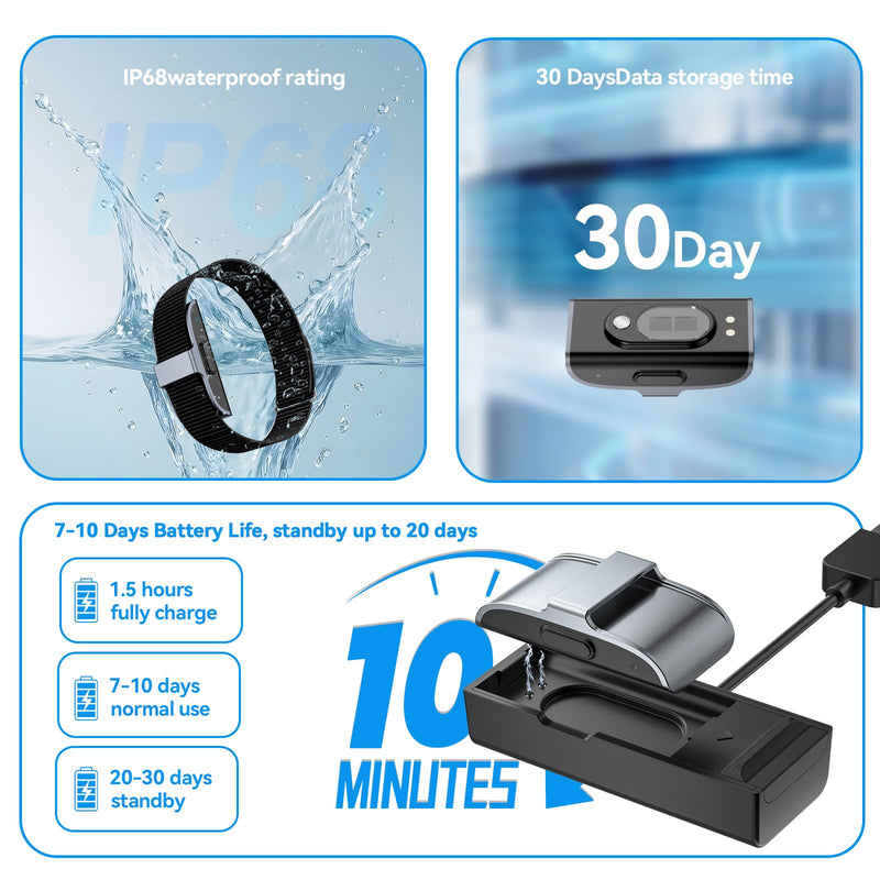 2026 Latest Screenless Fitness Tracker,Smart Bracelet Band | Activity & Sleep Tracking Wearable with App Sync, Lightweight Waterproof Activity Tracker Band for Men and Women dark gray