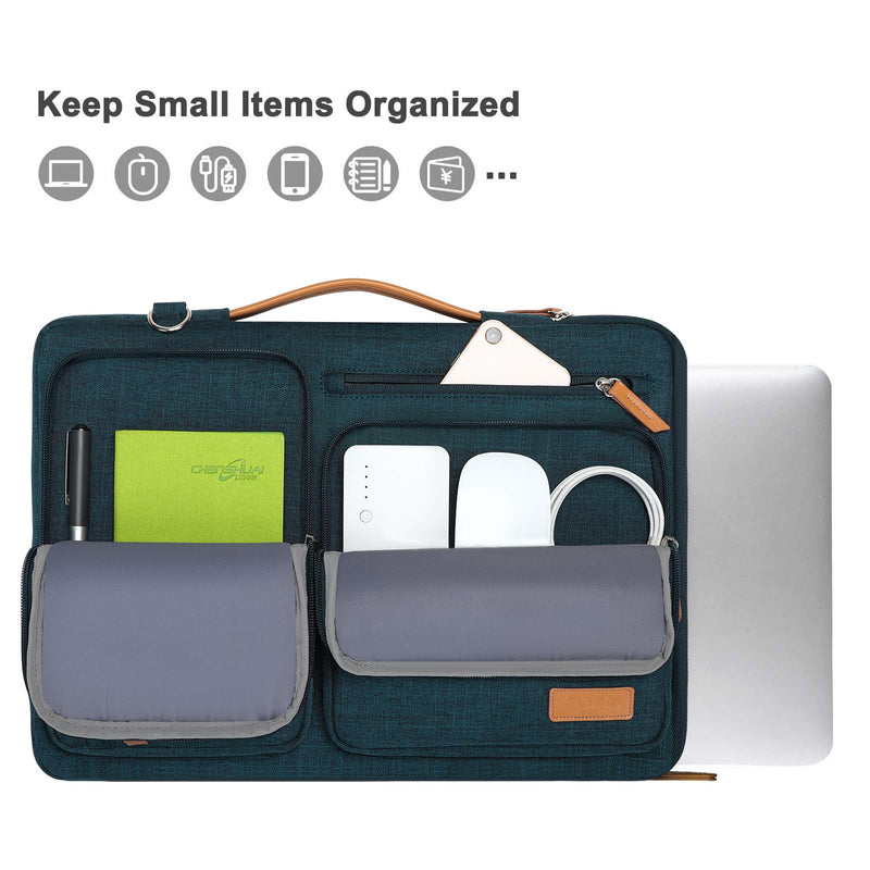 MOSISO 360 Protective Laptop Shoulder Bag,15-15.6 inch Computer Bag Compatible with MacBook Pro 16, HP, Dell, Lenovo, Asus Notebook,Side Open Messenger Bag with 4 Zipper Pockets&Handle, Teal Green 16 inch