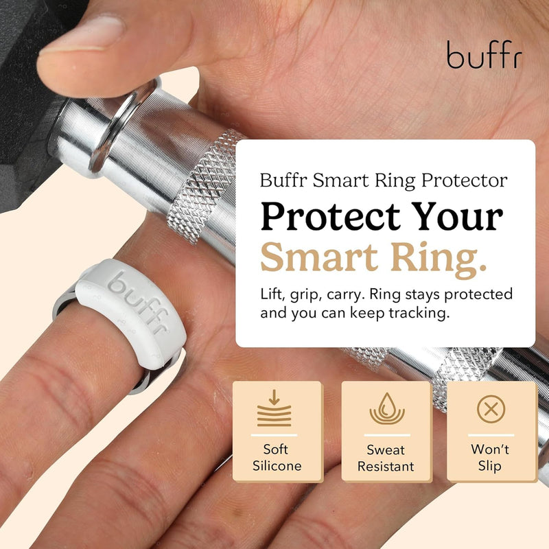 Buffr SMART Ring Protector – Neutral Silicone Ring Guards (3 Pack, Size 8) | Silicone Ring Guards Compatible w/Oura, Ultrahuman, RingConn & More – Slim Fit, Sensor-Friendly Smart Ring Cover for Workout 3Pack