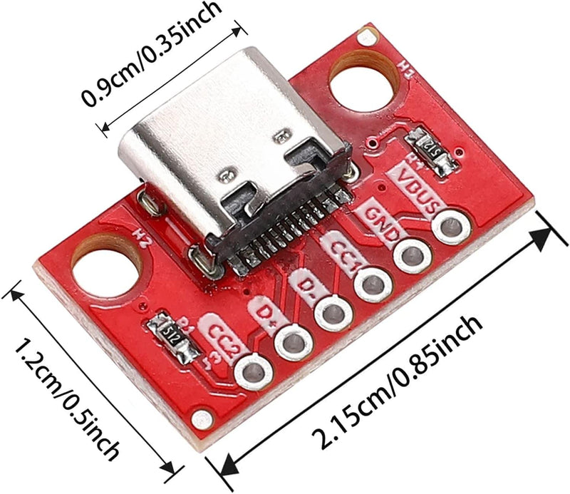 PENGLIN 5pcs USB Type C Breakout Board Serial Breakout Socket 6P 2.54 mm PCB Converter Board 5 x USB C