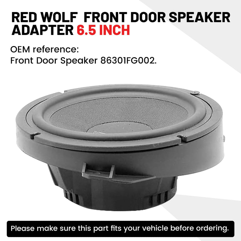 RED WOLF Front Door Speaker Adapter 6.5 Inch for Select 2008-2020 Subaru Forester Impreza Outback WRX/STI Install 6-1/2" Aftermarket Audio Speaker Spacer Ring Bracket 2 PCS