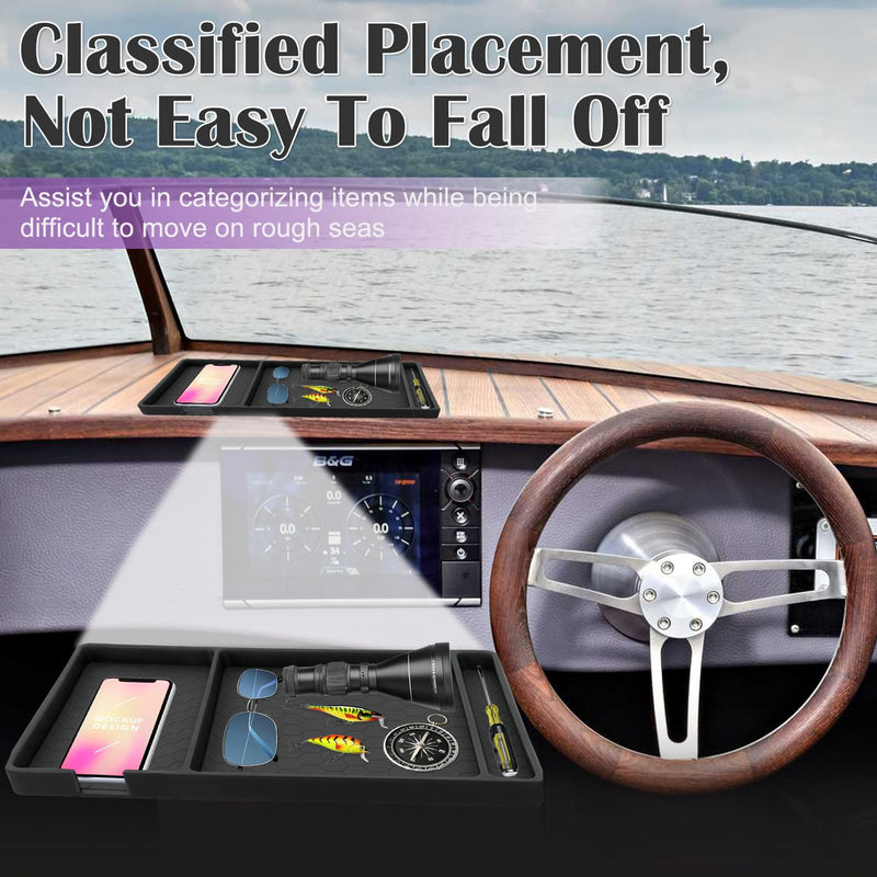 Extra Large Dashboard Mat for Car, 13.4" X 7.8" Rubber Anti-Slip Dash Pad Accessories, Compatible with All Smartphone, Separate Compartments Organizer for Cell Phone, Keychains, with Non Marking Tape