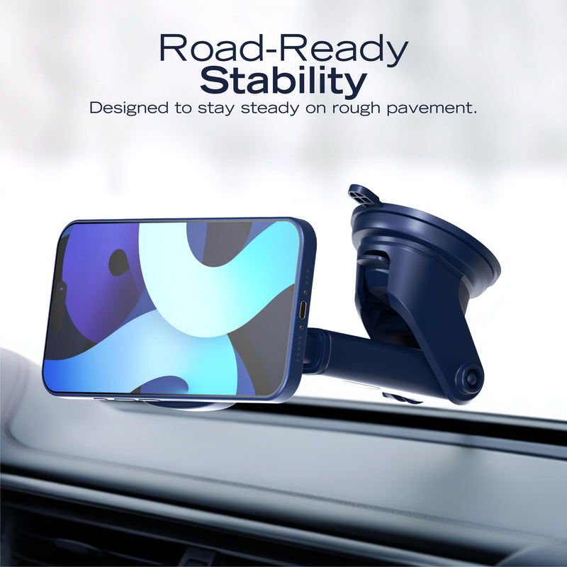 Nautica PH120 Universal 3-in-1 Magnetic Car Phone Holder for iPhone, Android, Samsung, Google, Huawei & Nokia Smartphones, Clip-On & Suction Cup Phone Mount with 360° Rotation, Secure & Steady Grip