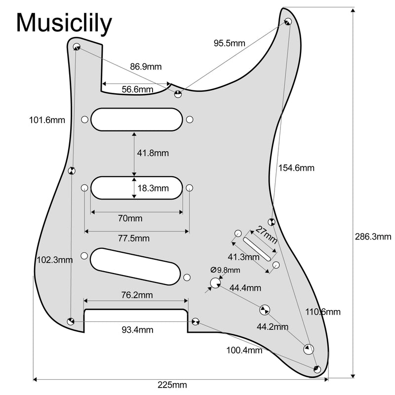 [AUSTRALIA] - Musiclily Pro 8 Holes ST SSS Pickguard for 2008-2019 China Made Squier Classic Vibe SQ CV 50s Reissue Vintage Strat Style Electric Guitar, 4Ply White Pearl 