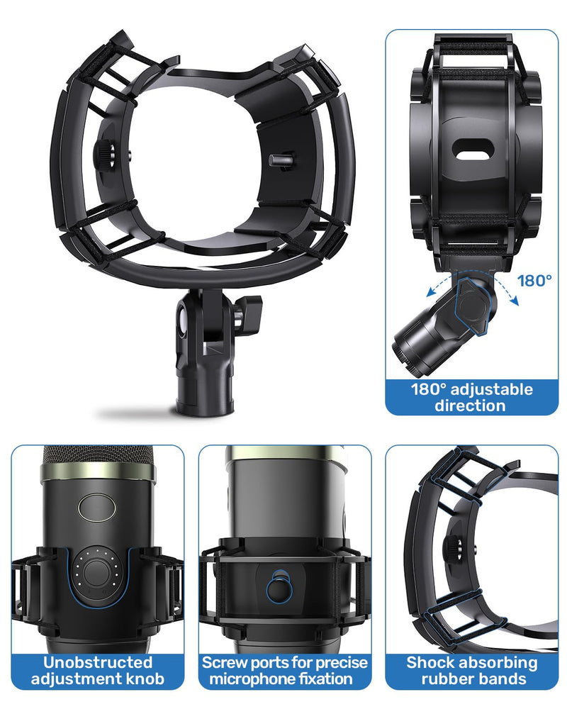 Custom Built for Blue yeti x Shock Mount, 2025 Upgrade Anti-Vibration Suspension Elastic Shock Mount Holder Clip Mics Stand Compatible with Blue yeti x Microphone