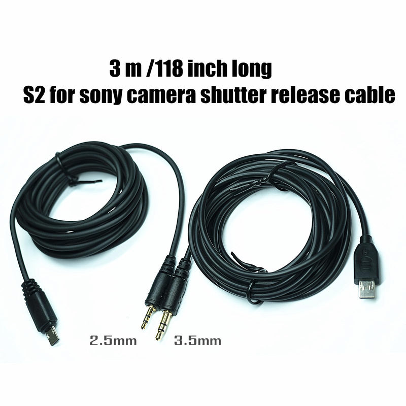 2.5mm-S2 300cm/ 118-inch Extension Cable Shutter Release Connection Cable (Multi USB) for Sony Cameras to Connect The Shutter Remote Control Wireless Timer (2.5mm-S2 118in/3m) 2.5mm-S2 118in/3m