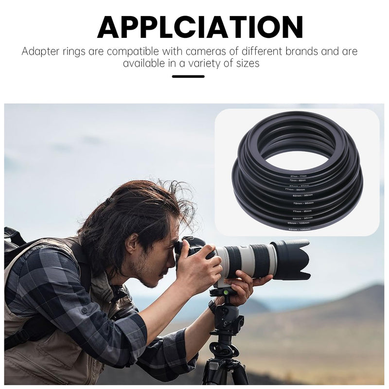 [AUSTRALIA] - Metal Step Up Ring Filter Adapter - 95mm to 105mm - Metal Ring Step Up Rings Adapter Filter Compatible with All 105mm UV, CPL, ND, Lens Hood, Threaded Lens ect 
