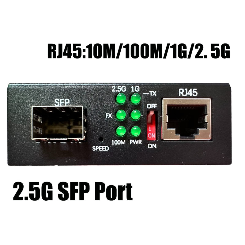 iszo 2.5G SFP Port Transceiver Media Converter,20km SM,RJ45 100M/1000M/2.5G Adaptive,Full/Half Duplex,Inside TTL Port ,Also Work 2.5G/1G GPON SFP ONU Stick Such as The 5671A and G-010S-P and More