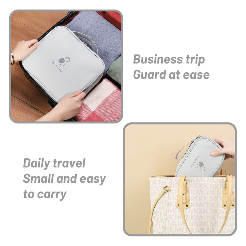 Pack of 2 Medicine Bag Large Capacity Empty Waterproof Emergency Bag First Aid Bag Travel Pharmacy Bag Medicine Storage Bag for Travel On the Go Home Office Office, gray, Classic