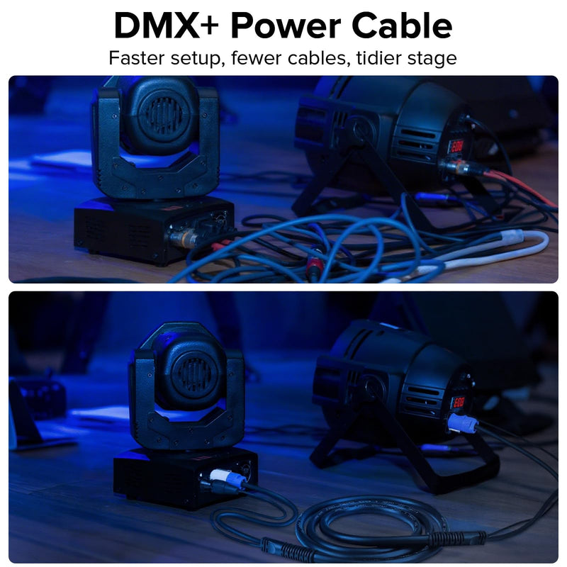 SMALL-EYE 3 Pin DMX & Power Con Combo Link Cable 10 ft – 14AWG Power Control DMX Male to Female Cord for Lighting Fixtures 10 Feet