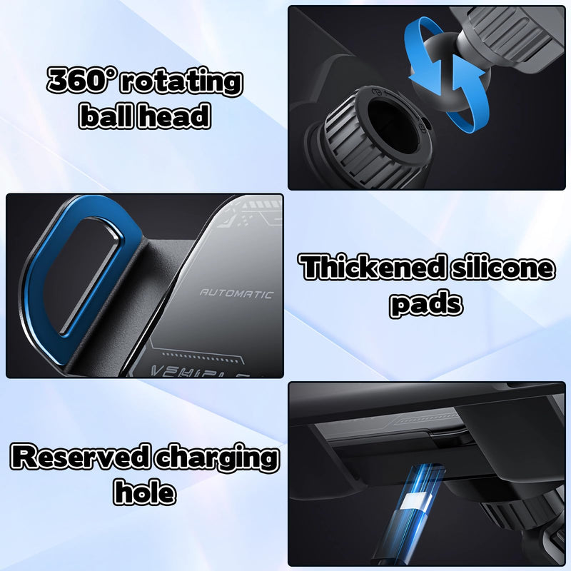 OneNine High Intelligent Mobile Phone/Pad Holder, 2 in 1 Auto Rotating Phone Holder, Car Charger Fast Charging Phone Holder, Rotatable Car Vent Phone Mount for Smartphone/Pad/Foldable(Black)