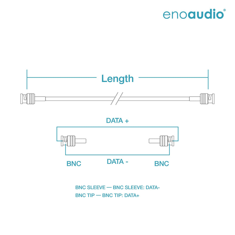 enoaudio Mogami 2964 Digital Coaxial Cable 75 Ohm Word Clock, SDI, HDTV DH | Canare Gold BNC | HiFi - 3.28 ft / 1.0 m
