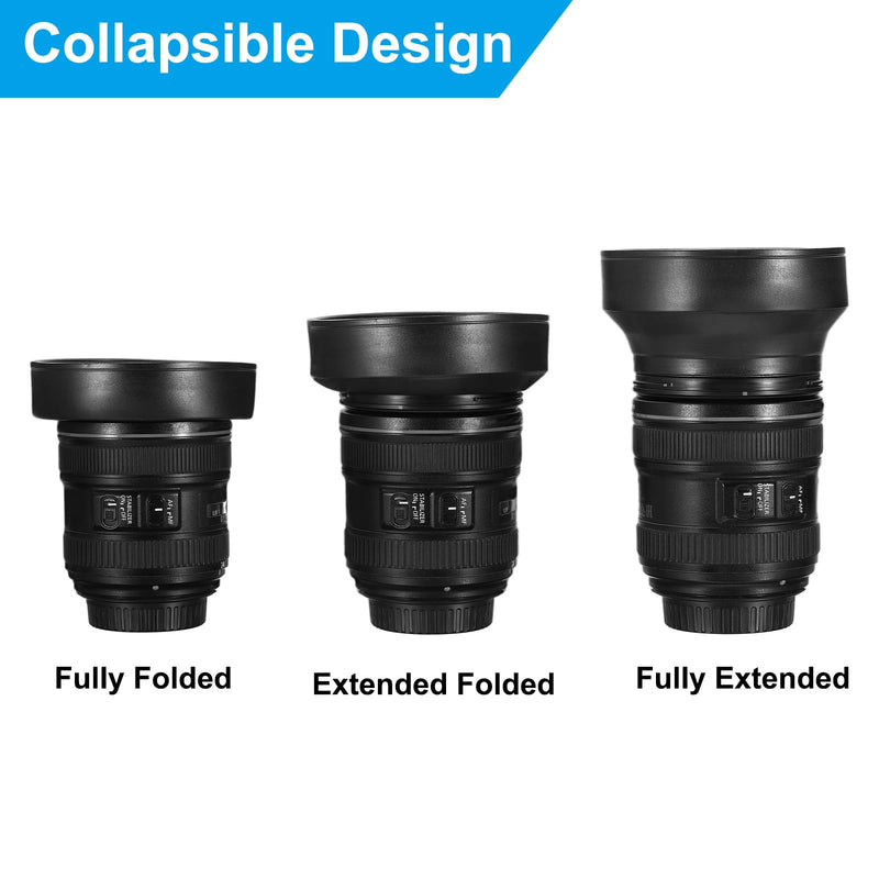 PATIKIL 67mm Camera Lens Hood, 2Pcs Rubber Collapsible Lens Protector Anti-Reflection Blocks Excess Sunlight Enhance Camera Photography for Nikon, for Fujifilm, for Pentax, for Leica