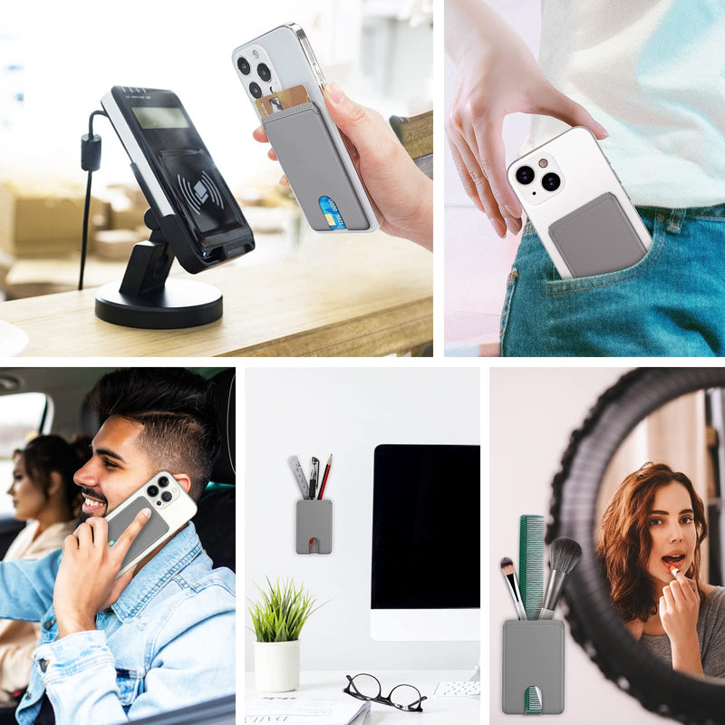 SHANSHUI 3 Pack Phone Card Holder Ultra Slim Phone Credit Card Holder Stick on Wallet Anti-Lost Design Phone Wallet Pocket Compatible for iPhone and Most Smartphones - Black White Grey 3 PCS x Black, Grey, White Adhesive