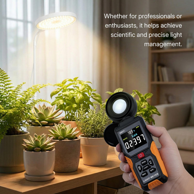 [AUSTRALIA] - Mcbazel Digital Light Meter with HD Color Screen, 270° Rotatable Head & Fast 8X/s Sampling – High-Precision Illuminance Meter (200,000 Lux/FC) for LED Grow Lights, Plants, Photography & Lumen Testing 