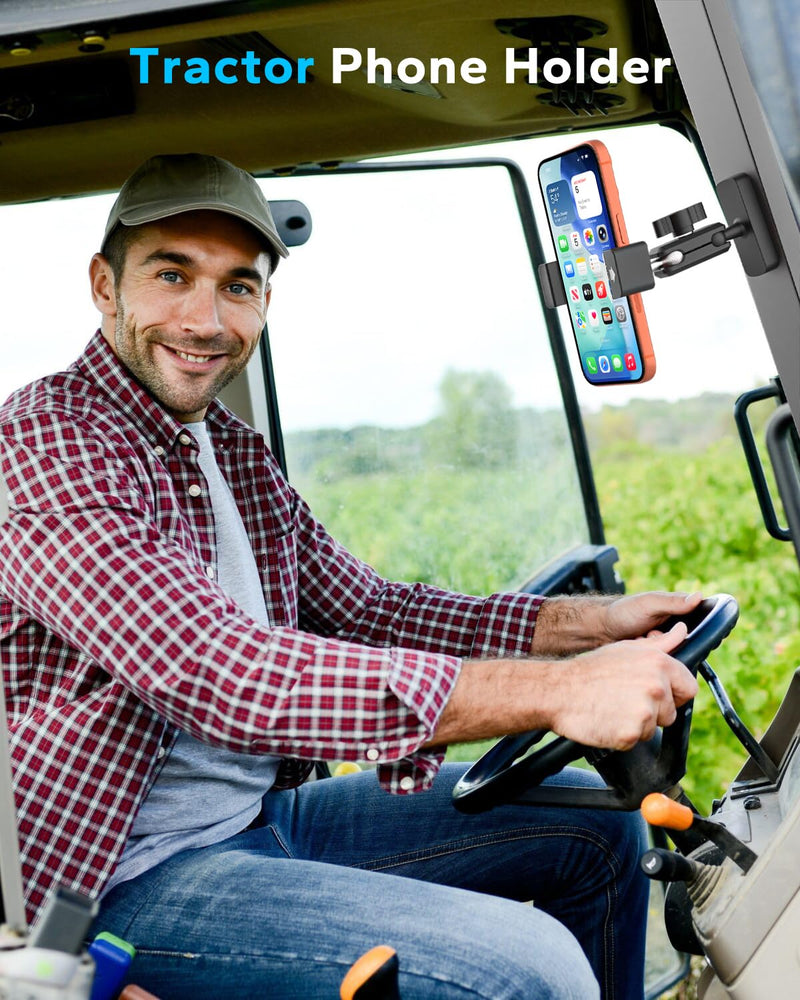 GDZN Upgraded Magnetic Tractor Forklift Excavator Phone Holder, Metal Arm | Strong Magnet, Anti-Vibration, Mounts on Front Loader, Freely Adjustable, for iPhone 17 16 15, Galaxy, 4-7" Smartphone
