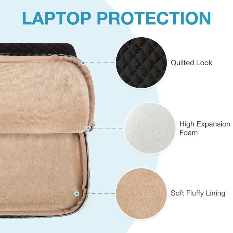 BAGSMART 13-Inch Laptop Sleeve, Black, Polyester 13-13.3 Inch