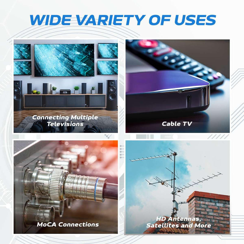 [AUSTRALIA] - Cables Direct Online 3 Way Bi-Directional 5-2300 MHz Indoor and Outdoor Waterproof Coaxial Antenna Splitter for RG6 RG59 Coax Cable Satellite HDTV (3 Ports) Pack of 1 