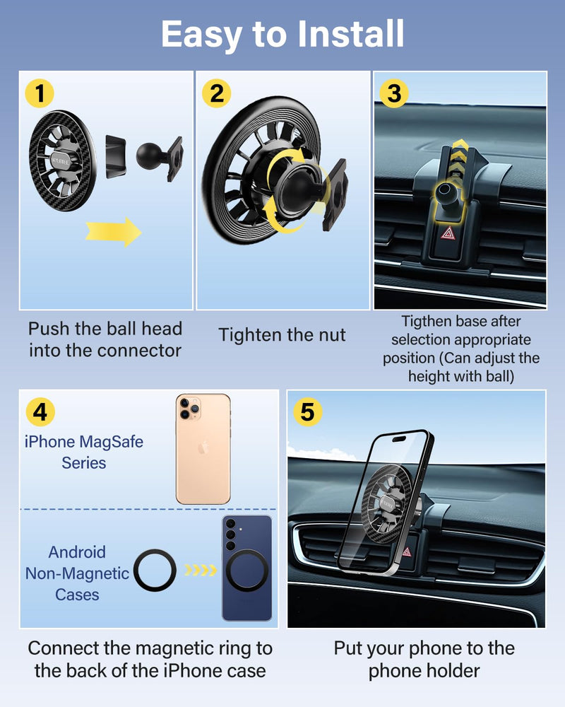 SKYLOTEC Magnetic Car Phone Holder for Toyota Tacoma 2016-2023 Accessories | Automobile Cradles Magnet 3rd Gen Tacoma Cell Phone Dashboard Air Vent Mount for MagSafe iPhone Samsung 2016-2023 Toyota Tacoma