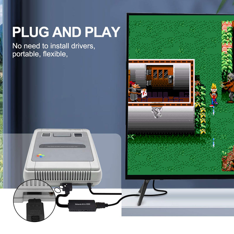 N64 to HDMI Converter Converts N64 Game Console Video Signal to HDMI Signal Easily Connect The Game Console to HDTV Adapter/Converter（Support N64，SNES，SFC，NGC）