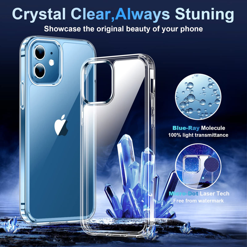 Temdan for iPhone 12 Case & iPhone 12 Pro Case, [Not Yellowing] [Ultra Slim] Lightweight Thin Shockproof Phone Case for iPhone 12 Case & iPhone 12 Pro Case-Clear Crystal Clear iPhone 12/12 Pro