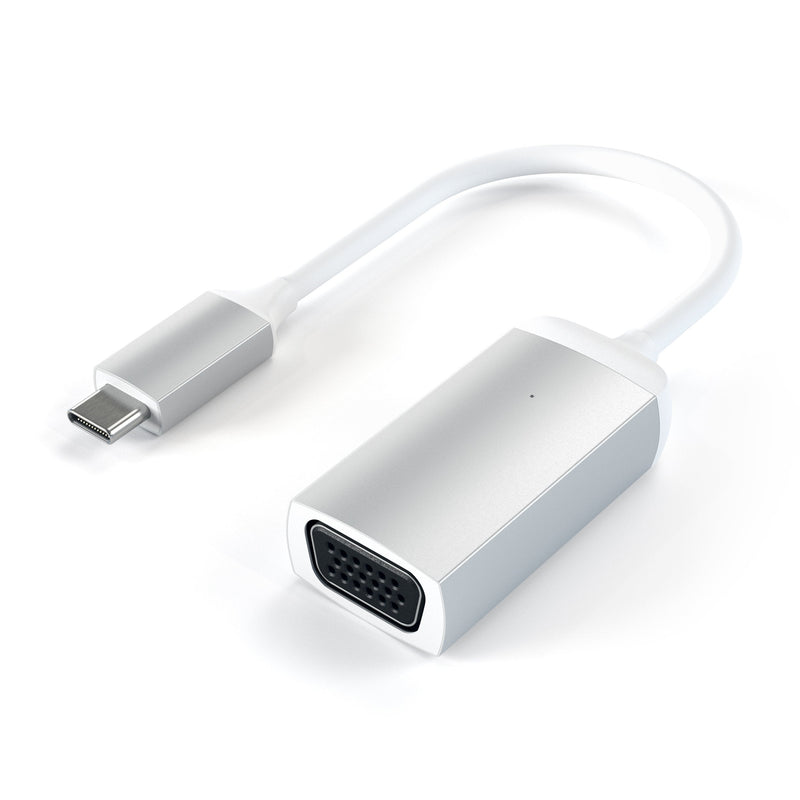 Satechi Type-C VGA USB-C Cable Adapter 1080p/60Hz - Compatible with 2018 MacBook Air, 2018 iPad Pro, 2016/2017/2018 MacBook Pro/MacBook, Microsoft Surface Go and More (Silver) Silver