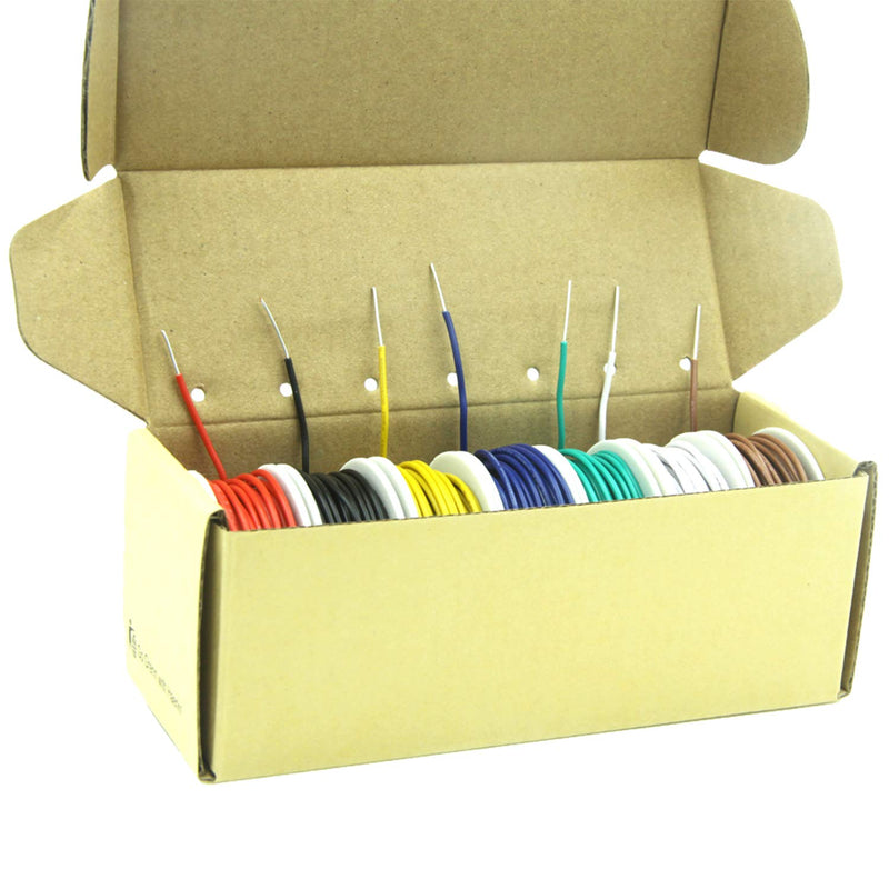 Electric Wire Kit, 0.82 mm² - 0.05 mm², 18awg-30awg, Electronic, Silicone Wires, Tinned Copper Cable, 7 Colours 0.2 mm²/24awg-Solide-7 colour