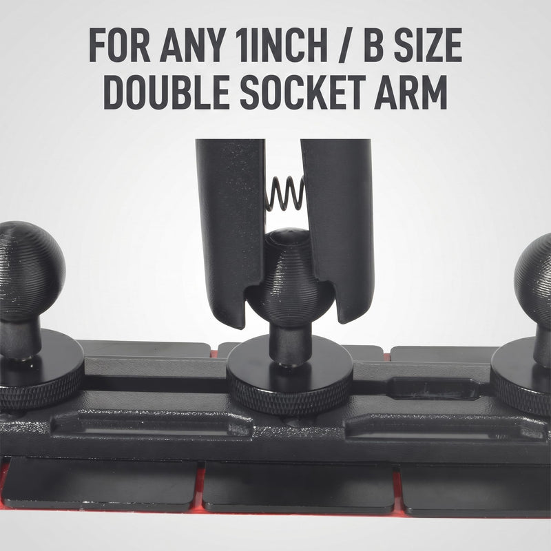 Adhesive Track Mount Base with Three 1-Inch B Size Ball Joints, Flexible Multi-Surface Mounting Plate for Kayaks, Vehicles Compatible with RAM Mounts B Size Double Socket Arm