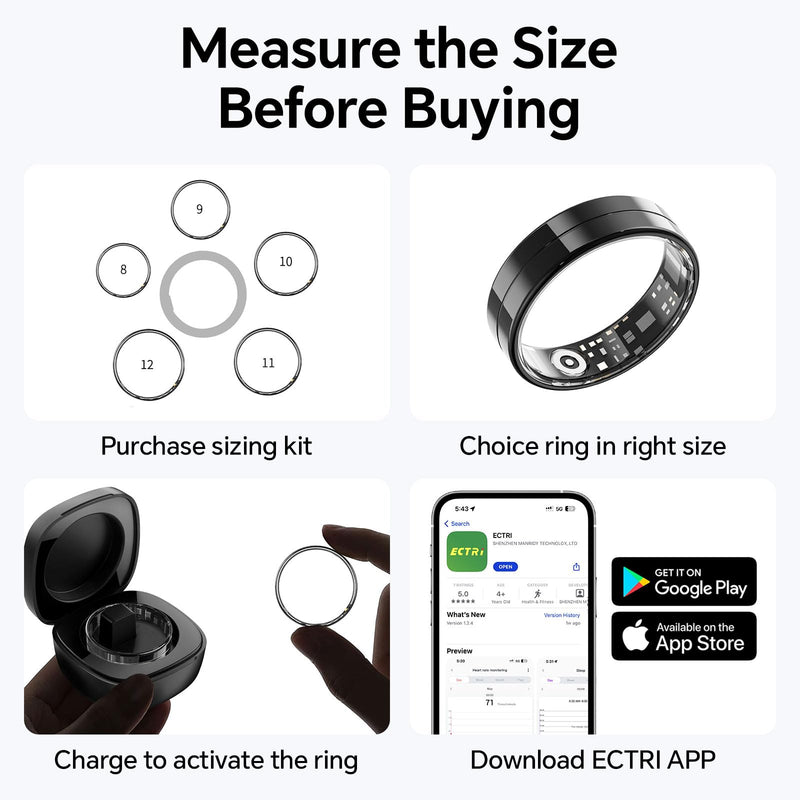 2025 Gesture Control Smart Ring for Men & Women, Free Subscription New Ultra-Thin Fitness Tracker, 24/7 Tracking of Activity Health, Sleep, Body Temperature, Android and iOS (Gold Size 10)