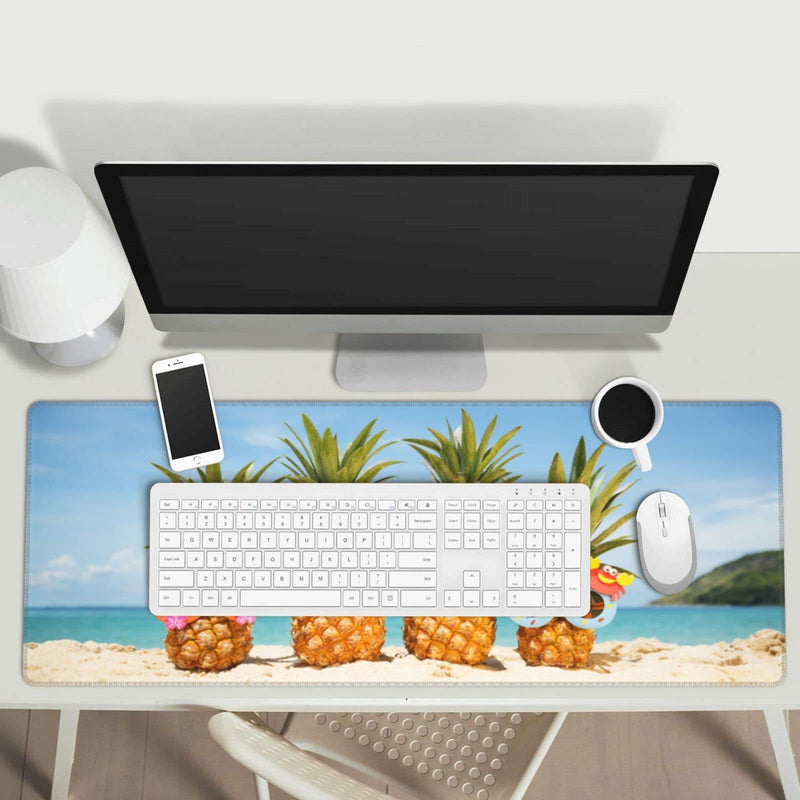 Pineapple Mouse Pad Stitched Edge XL Large Mousepad 31.5" X 12" Rubber Base Non Slip Desk Mat for Laptop Pc Computer Gaming Pineapple