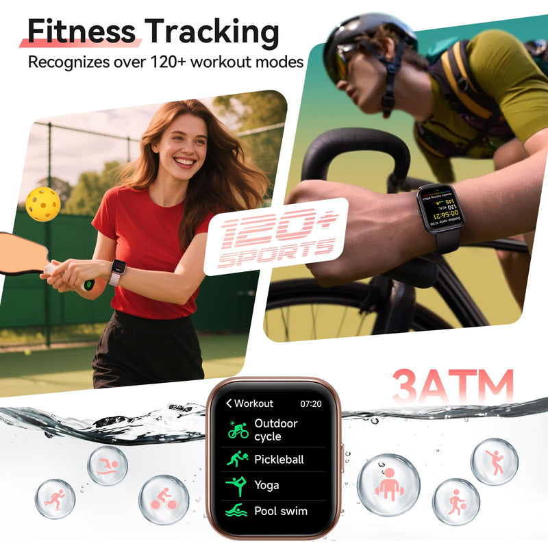 Smart Watches for Women, 1.85" HD Alexa Smart Watch for Android Phones & iPhones with Calls/Messages/Reminders, 3ATM 120+ Sport Modes Fitness Tracker Watch for Women with Heart Rate/Sleep/SpO2 Monitor Pink