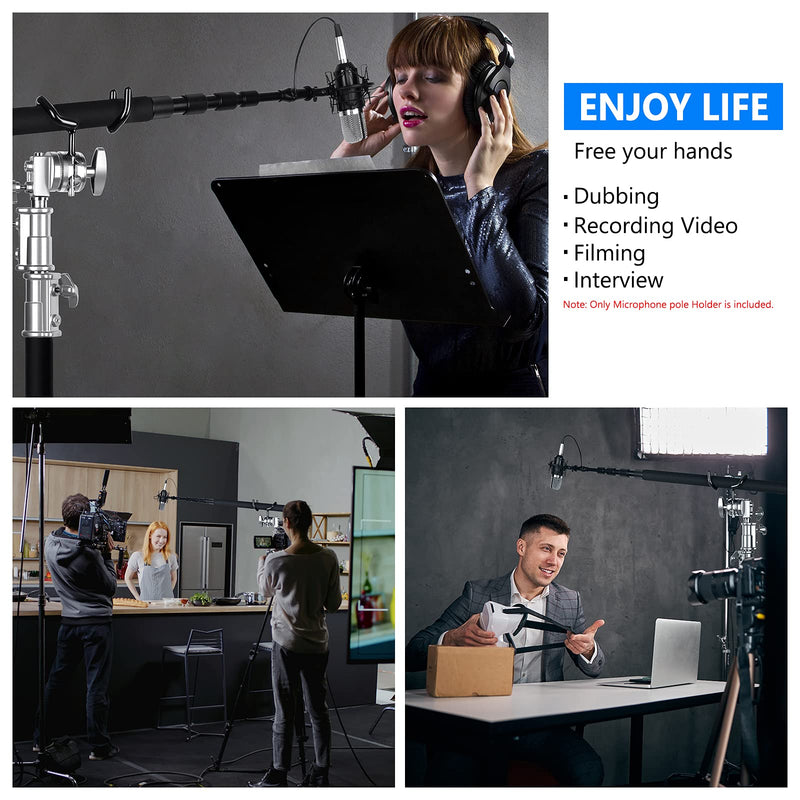 NEEWER Metal Microphone Boom Support Holder for C-Stands and Mic Stands, Black CM-NA-1(Black)