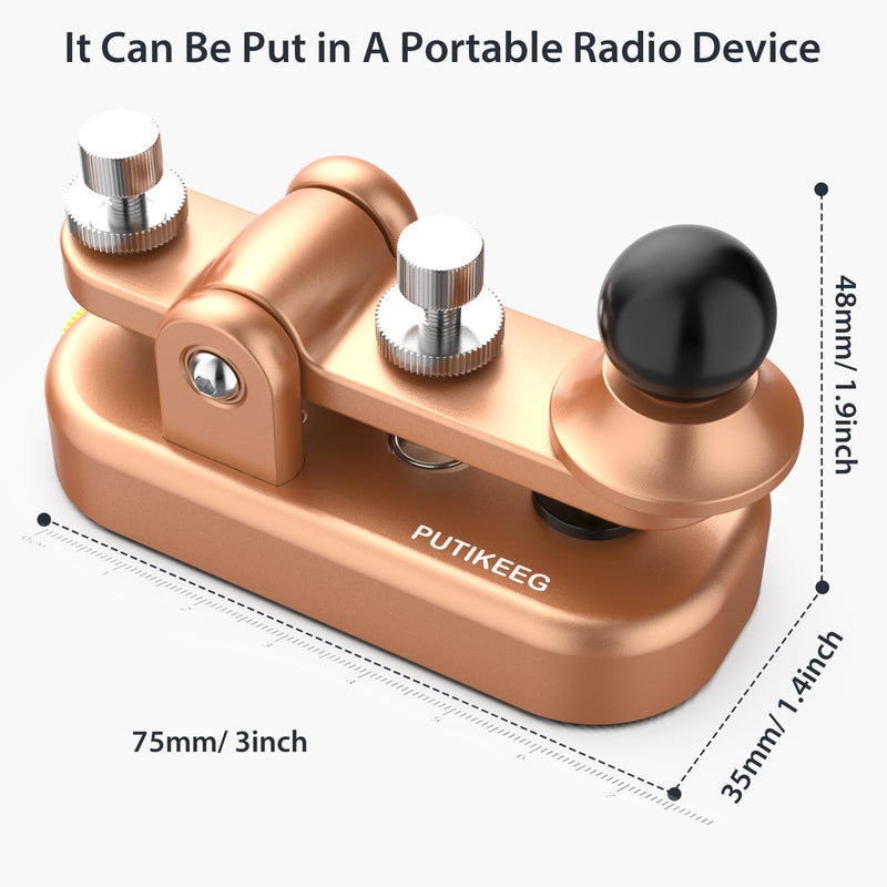 Mini CW Key Automatic Morse, Radio HAM Send Telegram Double Paddle Morse Code Key with Aluminum Alloy Body Base Gold(S)