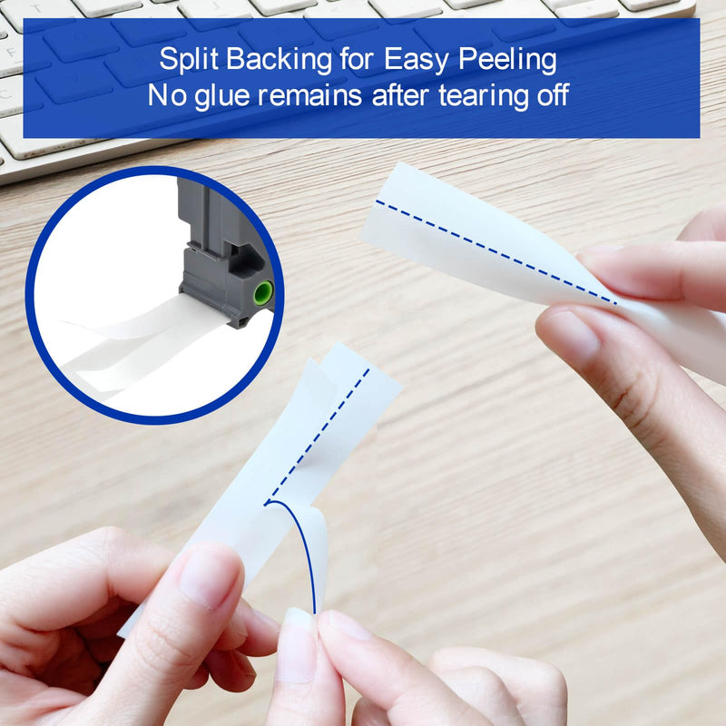 10-Pack Label Maker Tape Replacement for TZe231 Brother P Touch Label Maker Tape 12mm 0.47 Inch Laminated White Tz Tape Compatible with PT-D210 PT-D200 PT-D220 PT-H100 PT-H110 PT-D600, Black on White 10