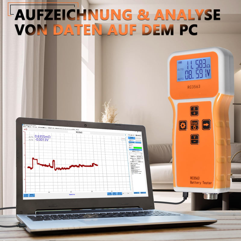 Battery Internal Resistance Meter, Battery Voltage Internal Resistance Meter 1uΩ~200Ω/0~±100VDC, Battery Tester for Lead Acid, Lithium-Ion, Lithium Iron Phosphate, DIY Battery Pack RC3563