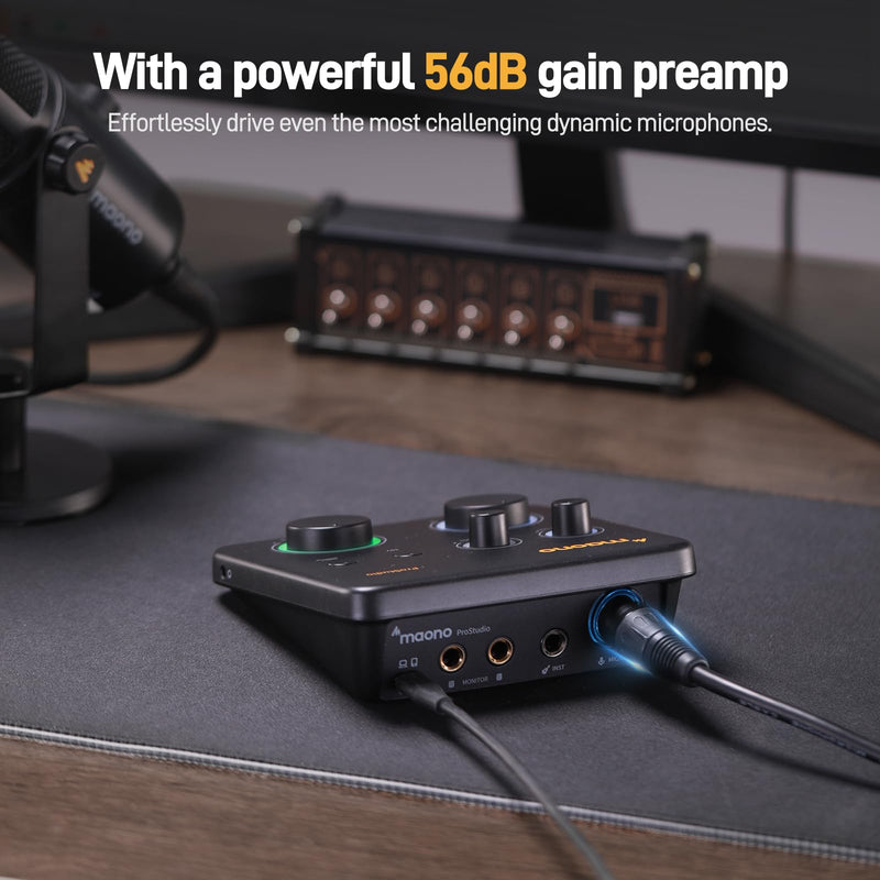 MAONO USB Audio Interface for PC: Interface with XLR Input 24-bit/192kHz Routing Software LOOPBACK ASIO Driver for Recording Music, Home-Studio, Guitar, Podcast, Streaming, DAW(PS22 Lite Black) PS22 Lite Black