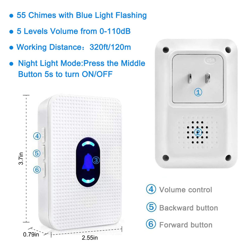 Daytech Wireless Caregiver Pager Call Button Elderly Nurse Alert System for Elderly Monitoring/Seniors with 2 SOS Call Panic Buttons & 2 Watch Pagers, 500+Feet 3 Receivers 2 watches+2 call buttons+3 receivers