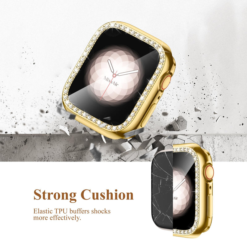 Missair Stainless Steel Metal Band and Bling Soft TPU Case Compatible with Apple Watch 41mm Series 9 8 7