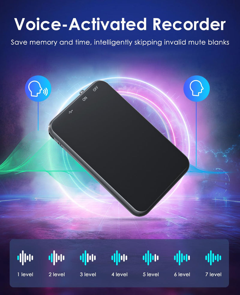 [AUSTRALIA] - 0.25IN Mini Portable 64GB Voice Recorder - Vormooi V15 Digital Voice Activated Recorder with Playback and AI Noise Reduction, 1536Kbps HiFi Audio Recorder Device for Lectures Meetings Classes 