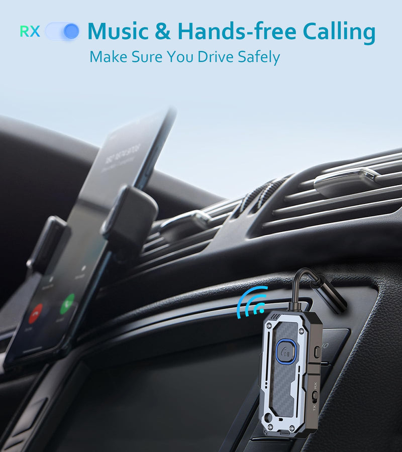 Bluetooth Transmitter Receiver Audio Adapter,Wireless AUX for 2 Headphones/iPhones, Use with Any 3.5mm Jack on Airplanes,Car Radio,TVs,Pcs,Home Stereos Audio Steaming, Hands-free Call