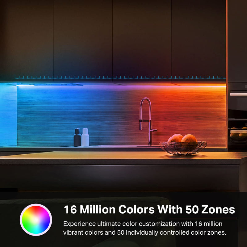 [AUSTRALIA] - Kasa Smart LED Light Strip, 50 Color Zones RGBIC, 16.4ft Wi-Fi LED Strip Works w/ Alexa, Google Home & SmartThings, High Brightness, 16M Colors, PU Coating, Trimmable, 2 Yr Warranty (KL420L5) 16.4 ft. 
